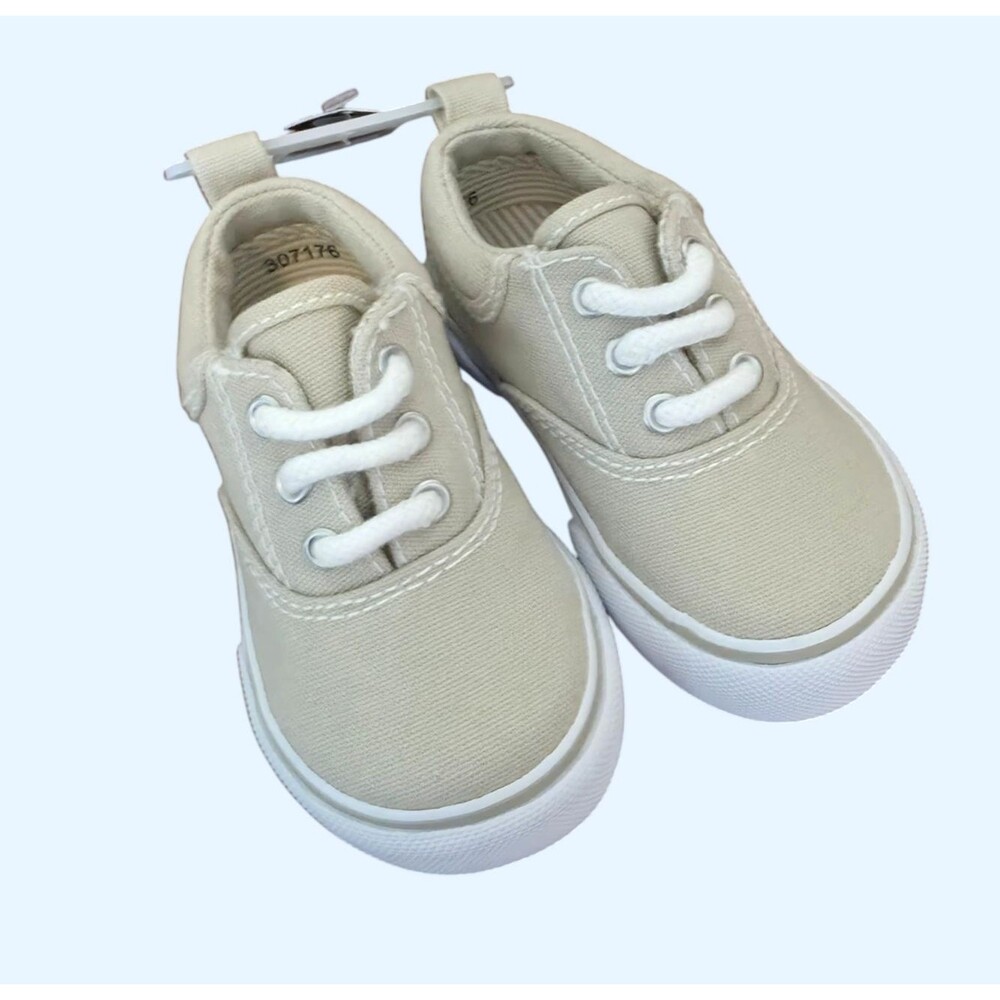 Vintage Y2K Baby Gap Canvas Sneakers Toddler 6 Tan Khaki New With Tags Lace Up